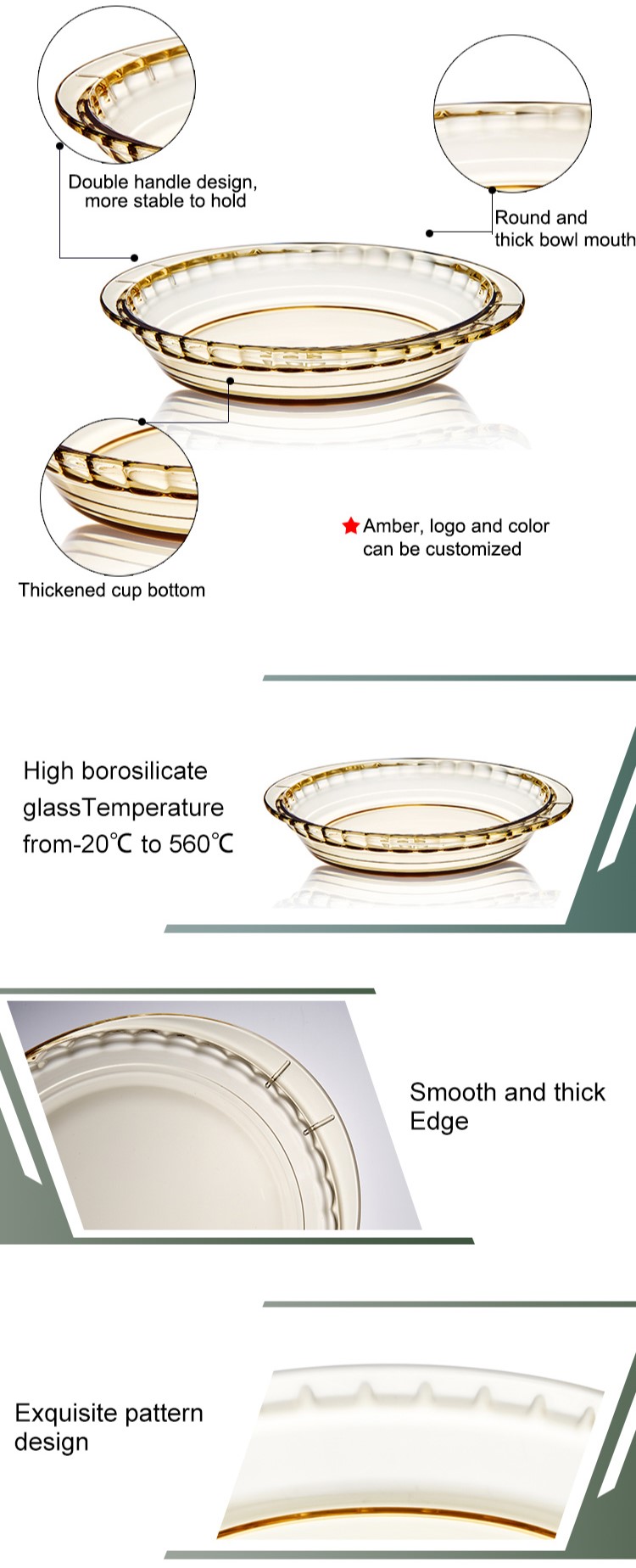 Teglia per torte in vetro ambrato Teglia per torte in vetro ambrato