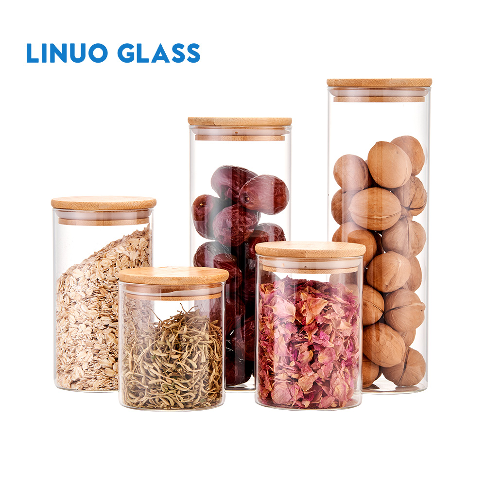 Glass Storage Jar With Wooden Lid