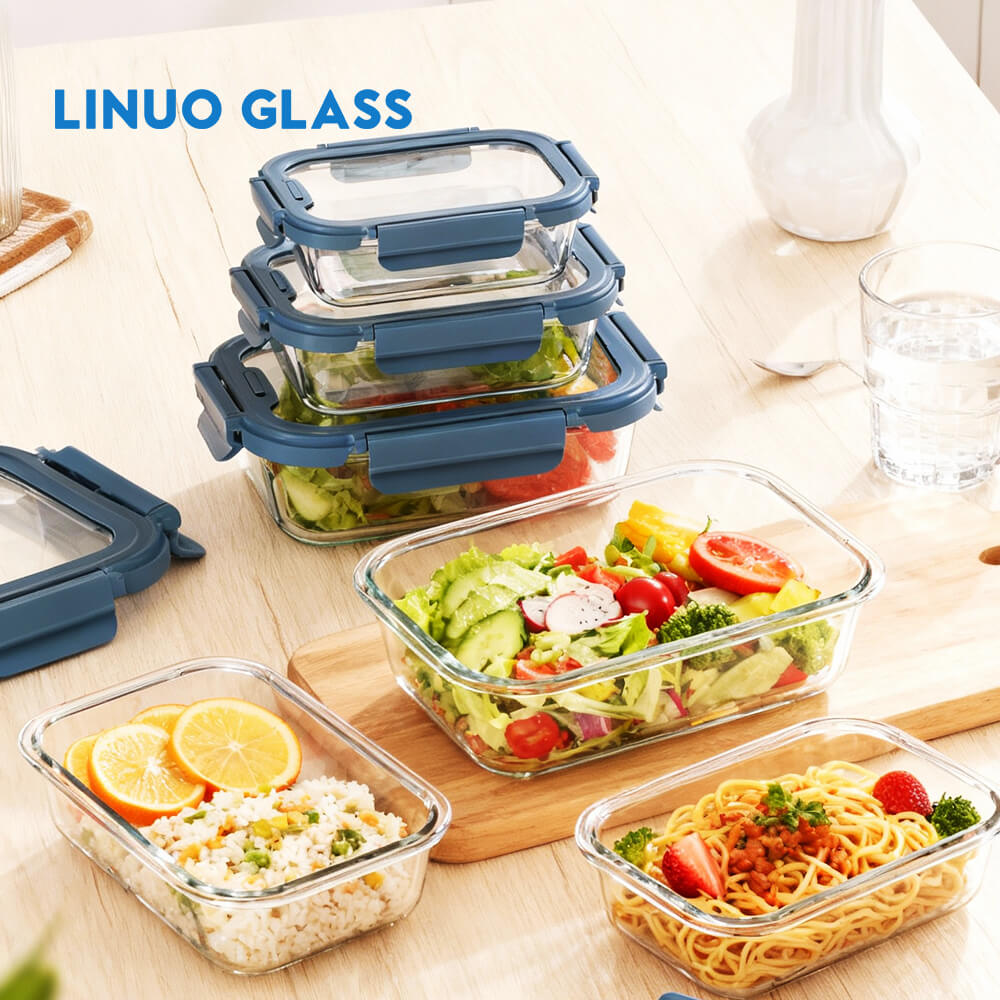 Contenitore per alimenti in vetro con coperchio ermetico in vetro