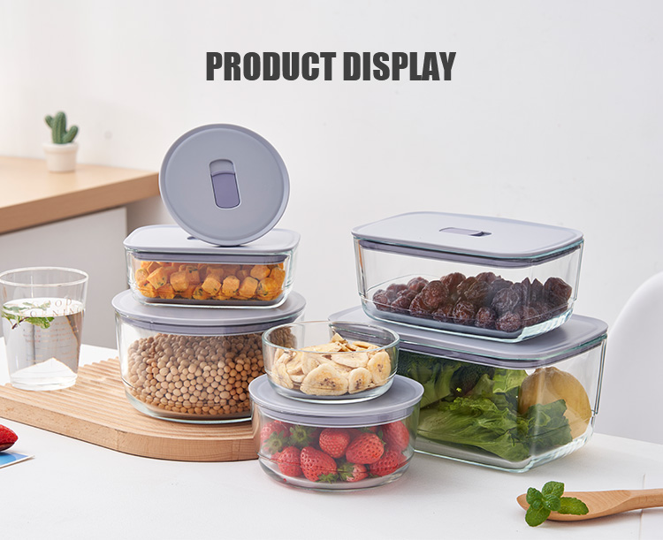 Stackable Non-Slip Glass Containers With Silicone Mat Stackable Non-Slip Glass Containers With Silicone Mat