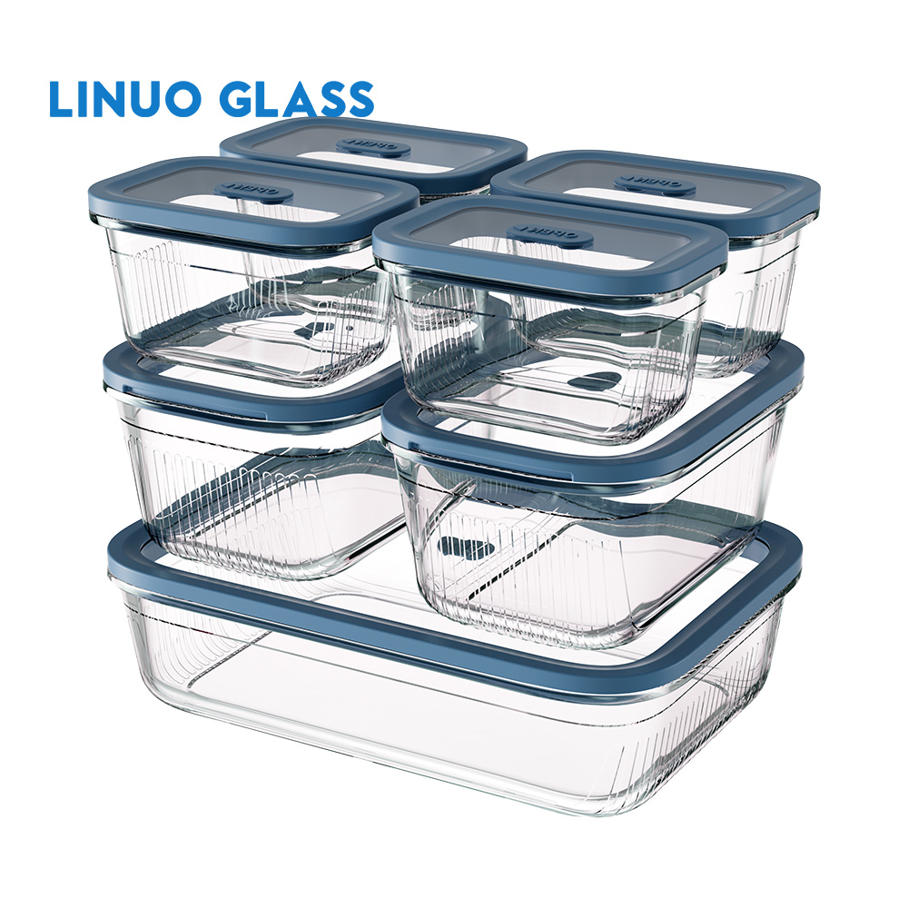 Boîte de conservation des aliments en verre à rayures verticales