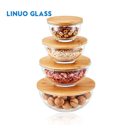 竹蓋付きガラスミキシングボウル