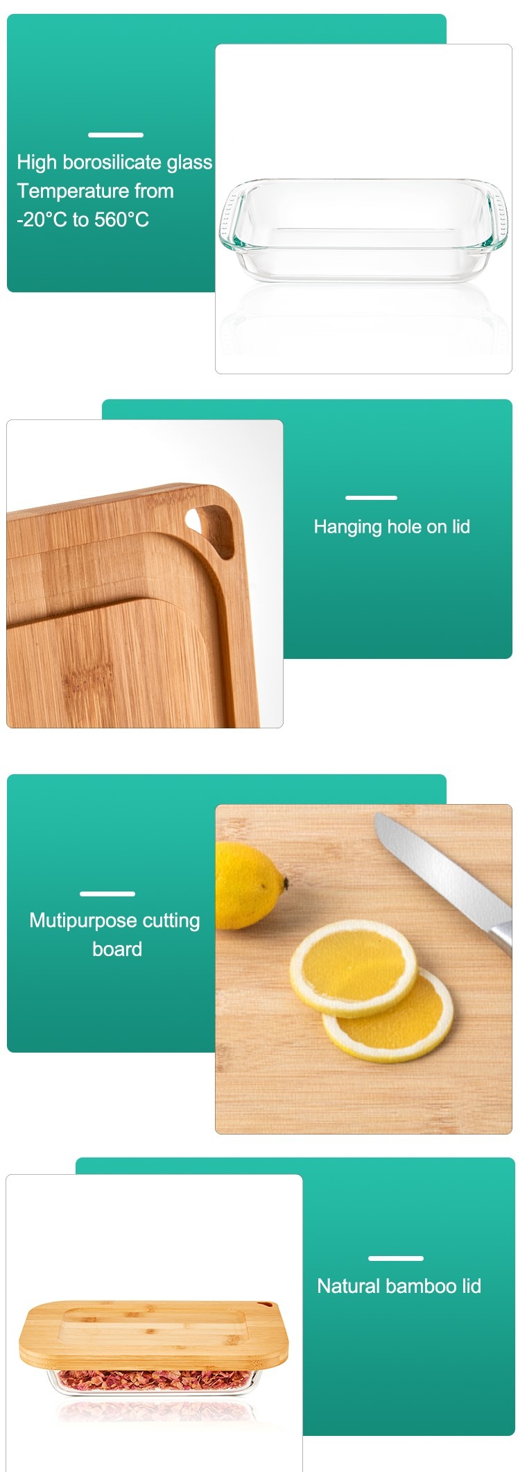 GLASS BAKING DISHWITH BAMBOO LID GLASS BAKING DISHWITH BAMBOO LID