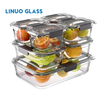 Vertical Stripe Glass Food Containers 