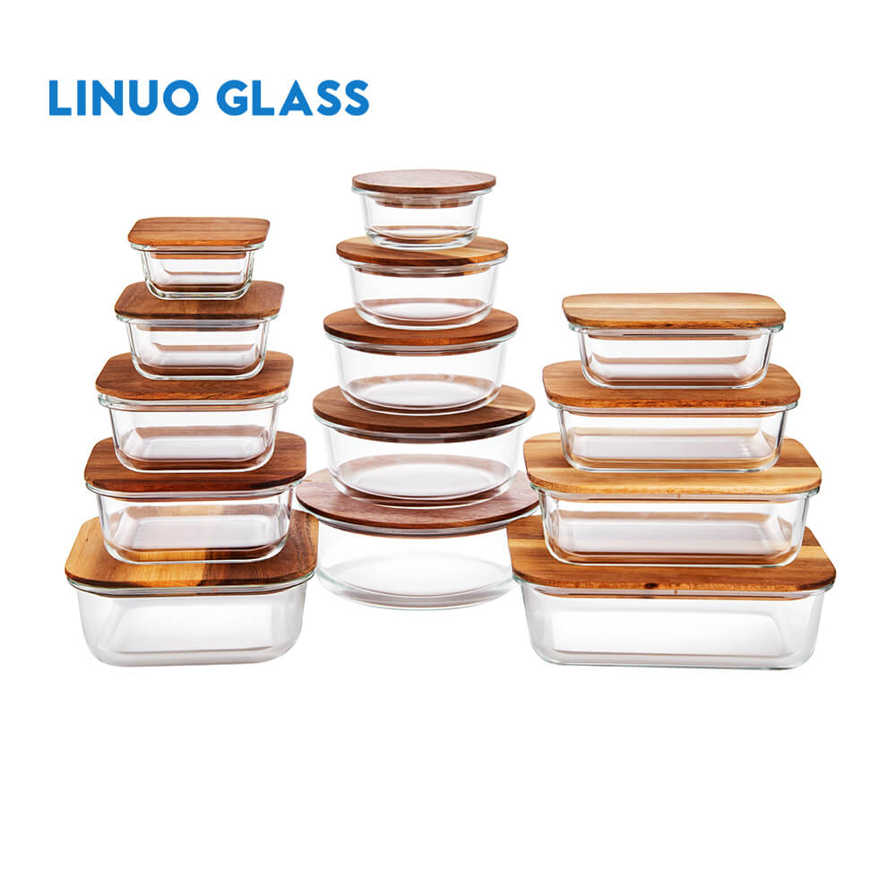 Acacia Wooden Lid Glass Containers