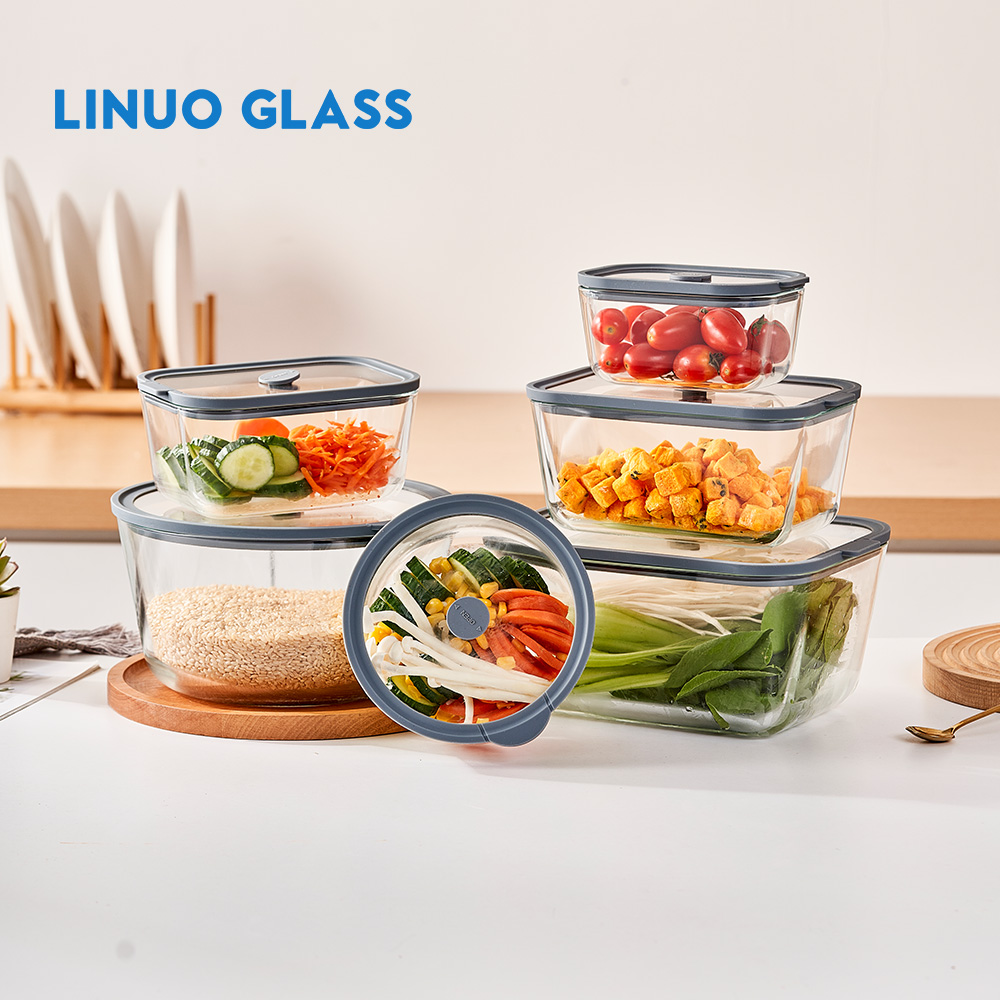 Glass Containers With Silicone Rimmed Glass Lid