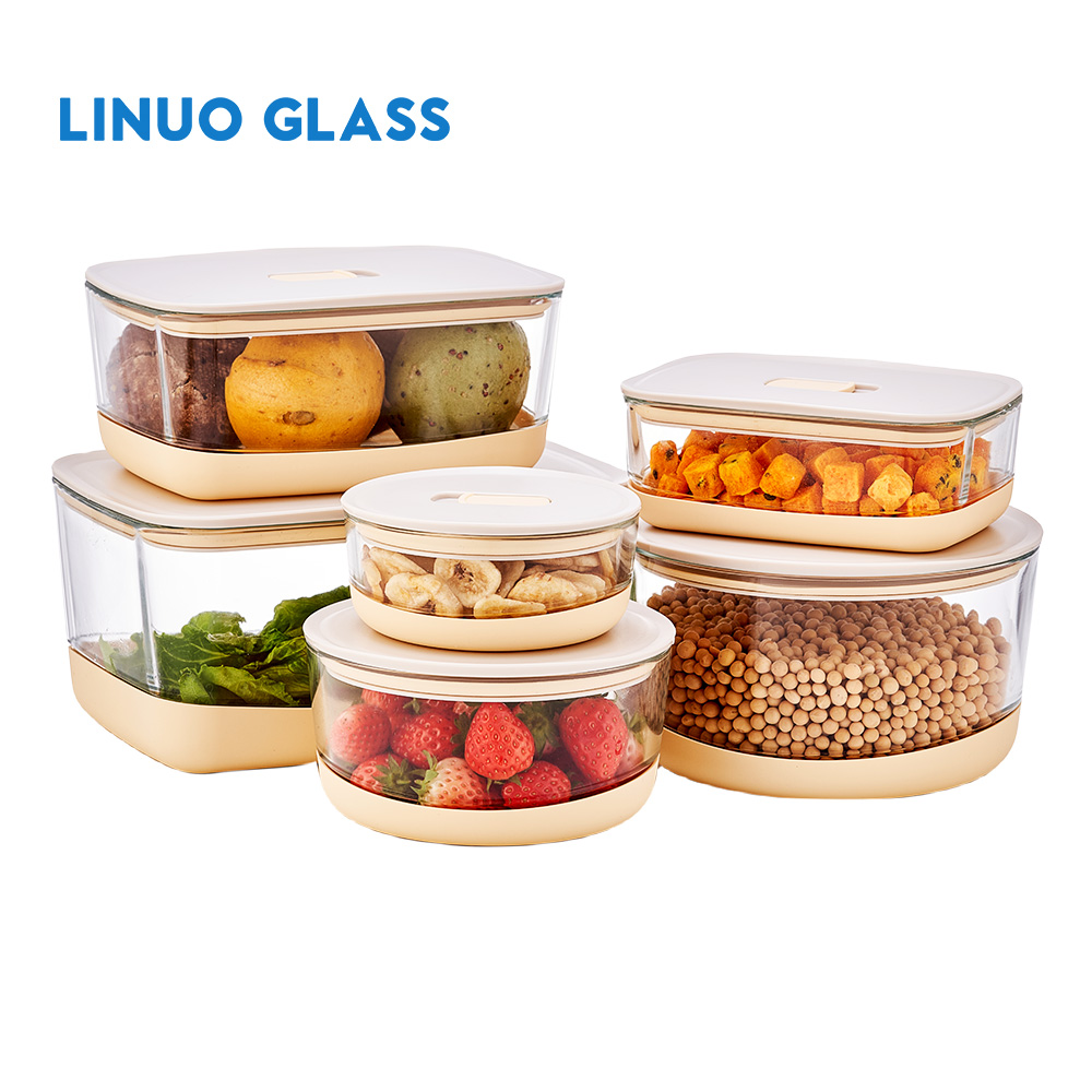 Stackable Non-Slip Glass Containers With Silicone Mat