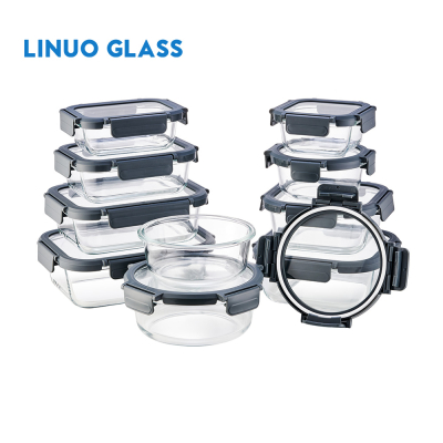 유리 잠금 뚜껑이 있는 유리 식품 보관 용기